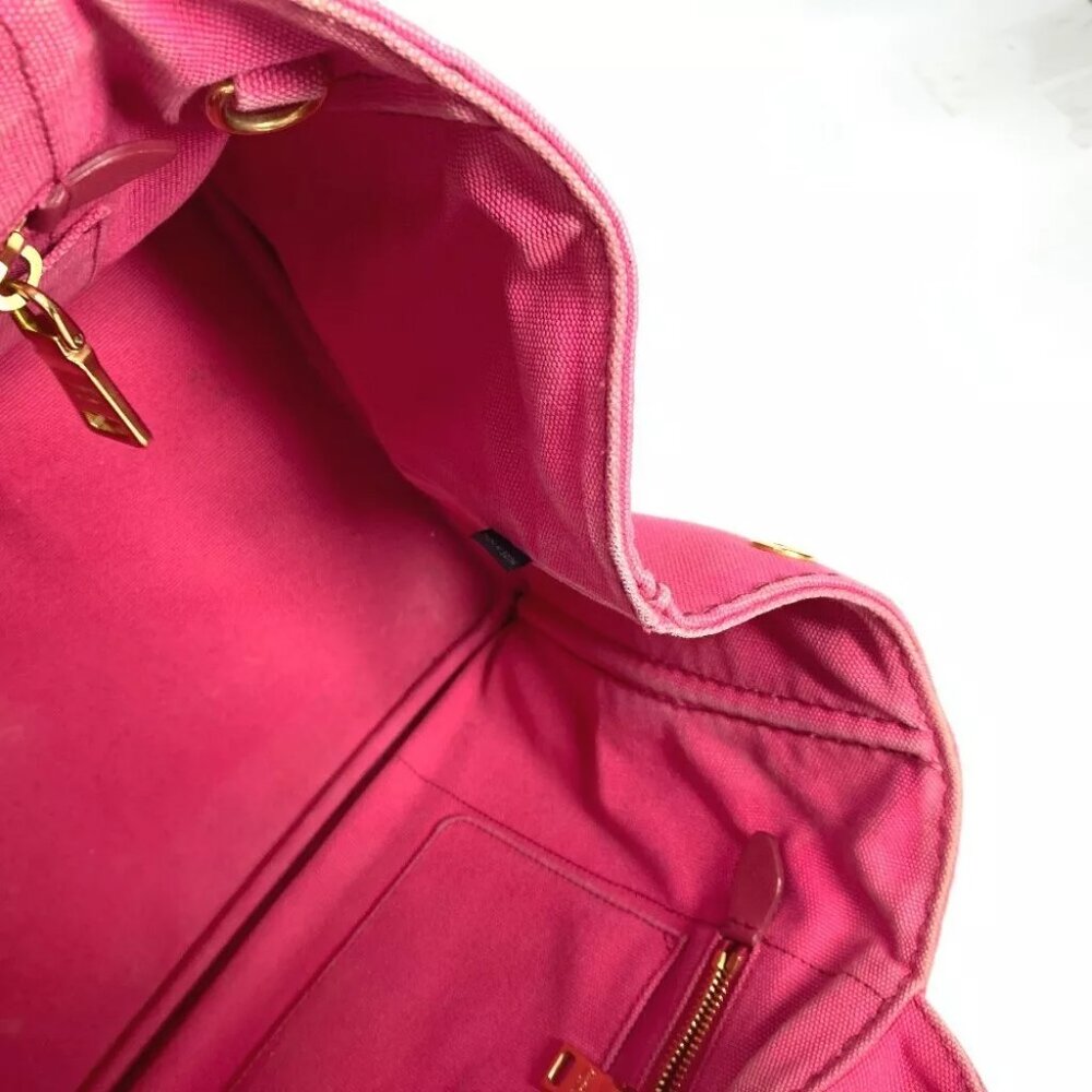 PRADA Canapa logo M Bag Hand Bag Tote Bag Canvas pink - Picture 13 of 16